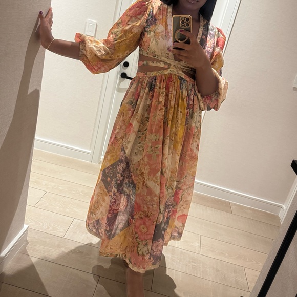 ZIMMERMANN Pattie Floral A Line Midi Dress - Picture 7 of 9